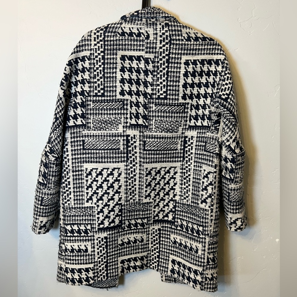 Zara Basic Tweed Houndstooth Blazer Jacket - image 3